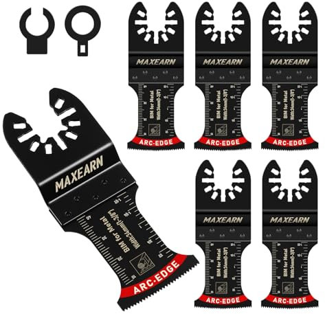 MaxEarn 6 Stück 40 mm kleine gezahnte oszillierende Sägeblätter, Titan-Multitool-Klingen mit 2 Adaptern, Universal-Schnellspanner, Oszillierwerkzeug, Zubehör zum Schneiden von Metall, Holz, Kunststoff