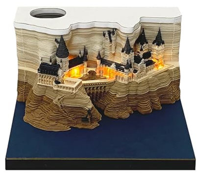 2024 Schreibtisch 3D Memo Pad Papier Kreativer TischNotizen DIY-Notizen Papierskulptur Geschenk Notizblock Papier Kunst Tempel des Himmels Skulptur Home Dekoration Geschenk(Mit Licht)