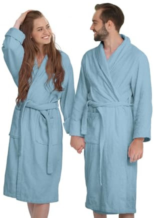 Banzaii Accappatoio Adulto in Spugna Super Assorbente, 100% Cotone di Alta Qualità Ultra Morbido, Accappatoio con Cappuccio Unisex Uomo e Donna | Taglia S Acquamarina