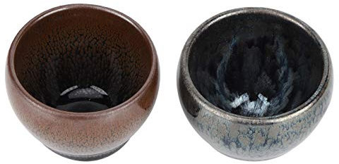 Tasse à thé Japonaise Faite à la Main, Tasse à thé Japonaise, Tasse à Vin en Céramique, saké, Sushi, Vin, Glaçure Noire et Grise, Service à thé en Porcelaine, 2 Paquets/lot, 115