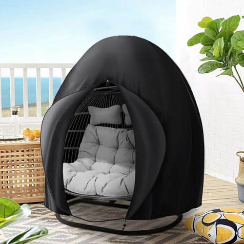 Double Egg Chair Cover, 420D Heavy Duty Oxford Egg Chair Covers, Hanging Egg Chair Cover with Zipper & Drawstring, Swing ChairCover, Garden Furniture Protector