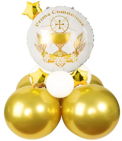 Centrotavola Palloncini Comunione, Scritta Prima Comunione, Decorazione Addobbi Tavolo Allestimento Comunione Bambino Bambina Feste