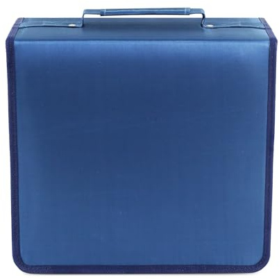 YILAG Estuche para CD, capacidad para 384 CD/DVD, organizador de carpeta, folleto, almacenamiento portátil para viajes en casa (azul)