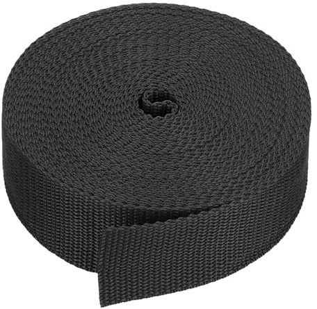PATIKIL Gurtband Schwarz, 38 mm x 9 M Spanngurt Polypropylen Gurtbänder, für Schneiden Nähen, Outdoor Gepäckgurten, Frachtgurte, DIY, Ladungssicherung, Hundeleinen