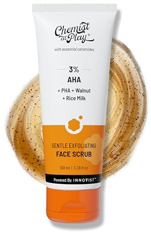 Chemist At Play Gentle Exfoliating Face Scrub with Mandelic Acid & Walnuts | Removes Dead Skin & Blackheads | Detans |Gives Instant Glow| Face Scrub for Women & Men | 100ml