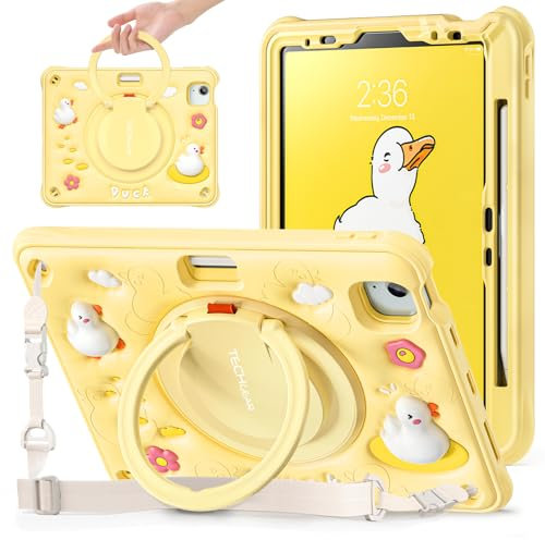 TECHGEAR BubblyToons - Funda para niños para Apple iPad Air de 11 pulgadas (M3 2025 / M2 2024) Air de 11.9 pulgadas, 4ª y 5ª, iPad Pro de 11 pulgadas (2018-2022) para guardería, funda resistente y