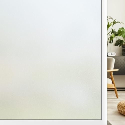 Milchglasfolie Fenster Sichtschutz Fensterfolie 55 x 200 cm Fensterfolie Blickdicht Selbsthaftende Blickschutz, Sonnenschutz, Entfernbar, Statisch Haftend, für Zuhause, Rein matt