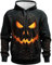 Halloween Kapuzenpullover Herren 3D Drucken Fun Lustig Kordelzug Kürbis Hoodie Langarm Pullover Skelett Pumpkin Aufdruck Pulli Sweatshirt mit Kapuze Kängurutasche(Schwarz,3XL)