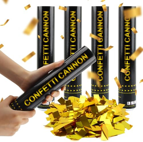 Hyran Gold*4 Konfettikanone XXL für Hochzeit & Party, Konfetti-Shooter für Innen & Draußen