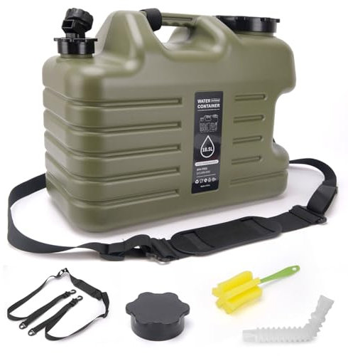 GOIMGN 5 gallon camping water jug –Camping Water Container with Spigot, BPA-Free Military Green Portable Emergency Water Jug for RV Camping, Hiking, Outdoor Adventures & Disaster Preparedness