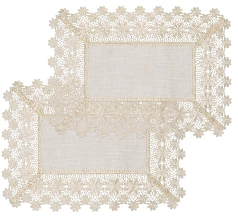 URROMA Spitzentischdecke, 2 Stück, hellkaffeefarben, Spitzen-Tischsets, Stoffscheiben, Teetisch, Waschmaschine, Kühlschrank, Staubschutz, 35 x 50 cm