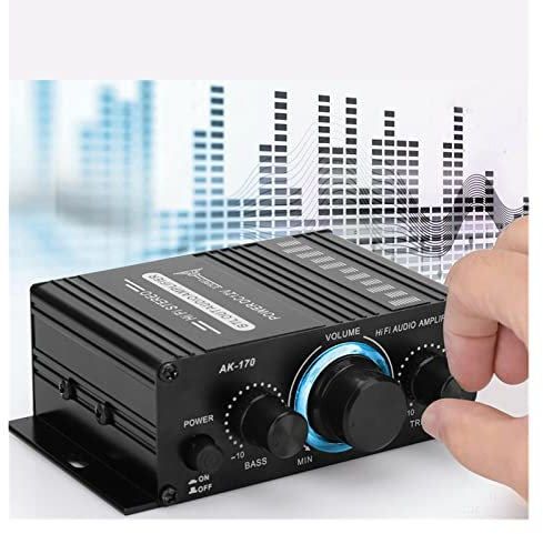 Amplificador Coche, Amplificador de Potencia de Audio estéreo Digital HiFi, 2 Canales, 400W, 12V, Radio FM, micrófono, Mini Placa amplificadora de Sonido for Coche, Cine en casa