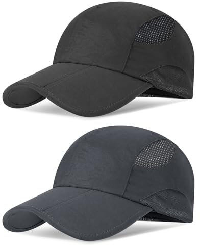 TAGVO Baseball Cap Herren Damen, 2 Stück Faltbar Verstellbar UV-Schutz Schnell Trocknend Atmungsaktiv Basecap, Leichte Faltbare Sport Running Cap für Reisen Draußen Tennis, Golf, Angeln, Reisen
