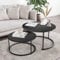 G-LEAF Set mit 2 Runden Beistelltischen/Satztische-Schwarz Marmor Tischplatte & Schwarz Metallrahmen | Modernes Nesting Couchtische für Wohnzimmer, Schlafzimmer, Dekoration (Ø 70cm/Ø 50cm)