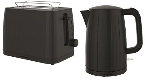 Hamilton Beach Kettle and Toaster Set, Electric Kettle, 1.7L, Toaster 2 Slice, Stealth, Boil Dry Protection, Space Saving, 8 Browning Levels, Defrost, Reheat & Cancel, Black - HB85223230BST