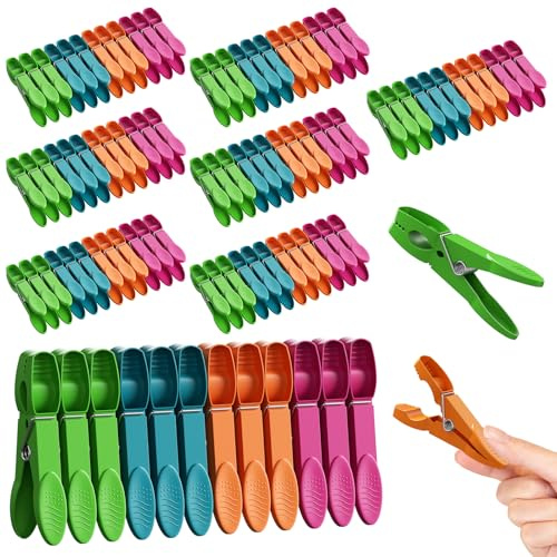 Wäscheklammer, 96 Stück Wäscheklammern Bunt, Wäscheklammern Ohne Abdruck, Handtuchklammern rutschfeste wäscheklammern Klein Sockenklammern für Wäsche Hosen T Shirts Unterwäsche Socke