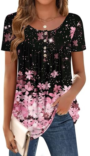 Zeagoo Tee Shirt Femme Manches Courtes Été T-Shirt Col Rond Chemisier | Chic et Élégant Haut Basiques Décontracté Ample Tops S-XXL