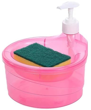 Distributeur de liquide Distributeur de savon éponge 2 en 1 avec support Flacon de savon de comptoir