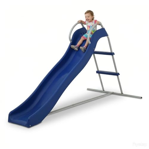 KDYMOD Rutsche Outdoor Kinderrutsche mit Leiter 1.85m Rutsch Indoor Pool Rutsches UV-Beständig Kinder Rutsche für Den Garten Kompatibel Wasserrutsche Garten Kinder Spielgeräte, Blau