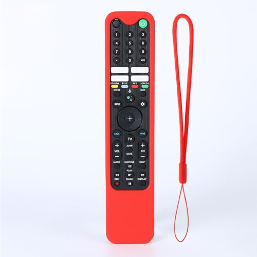 Silicone Remote Cover Case for Sony TV RMF-TX621U RMF-TX520U RMF-TX500T RMF-TX621E RMF-TX520E, Shockproof Washable Anti-Lost Remote Cover with Lanyard-Red