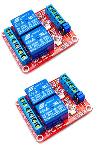 HiLetgo 2pcs 12V 2 Channel Relay Module Relay Switch with Optocoupler Support High and Low Level Trigger