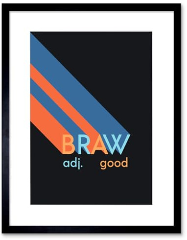 Wee Blue Coo Scottish Word Definition Braw Good Scots Dictionary Framed Art Print
