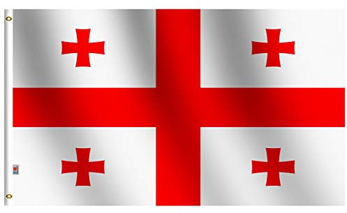 rungift Georgia-Flagge, groß, 91,4 x 152,4 cm, mittelgroß, für draußen, beidseitig 100D Polyester, Leinenheader und doppelt genäht, Messingösen einfaches Ausstellen, georgische Flaggen