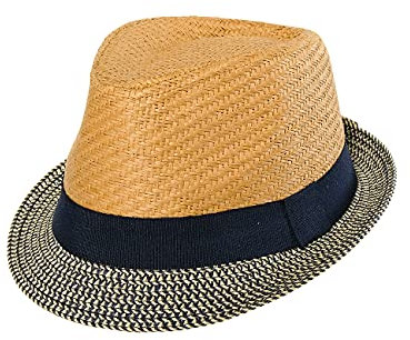 maximo Jungen Trilby Mütze, Stroh/Navy, (Herstellergröße: 53)