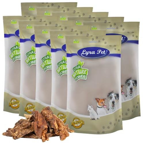 Lyra Pet® 10 kg Rinderlunge | Naturbelassener Kausnack zahnreinigend | Proteinhaltiges Leckerli für alle Hunde | Langer Kaugenuss | Getrockneter Kauartikel | Schonend getrocknet