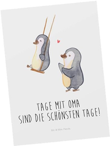 Mr. & Mrs. Panda Postkarte Pinguin Oma schaukeln - Geschenk, Ansichtskarte, Postkarten, Ansichtskarten, Großmutter, Beste, für, einzelkarte, bildkarte, Muttertag