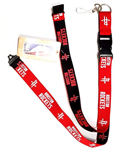 PSG INC Rockets Schlüsselband, zweifarbiges Design, 2-seitig, mit Clip, Schlüsselanhänger, Basketball