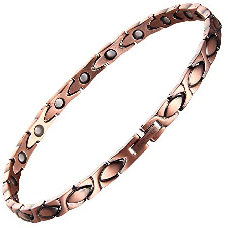 MagEnergy Copper Bracelet Anklet for Women, Soild Copper Magnetic Anklet, Adjustable Ankle Bracelet with Free Link Removal Tool