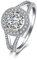 Daesar Damen Verlobung Ringe 750 Weißgold, Trauring Weißgold Ehering Nickelfrei Halo Ring mit 4-Steg-Krappenfassung Diamant 0.3ct Große 62 (19.7)