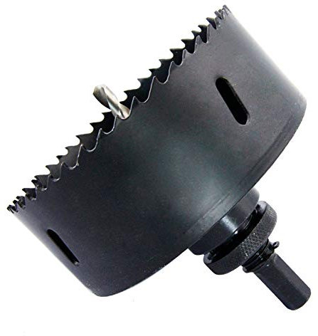 4inch Hole Saw LAIWEI Bi-Metal Hole Saw 102mm with Heavy Duty Mandrel, HSS Hole Cutter for Metal Pipe, Wood, Sheet Metal, etc. 2 locking pins make the tool stronger and drilling easier