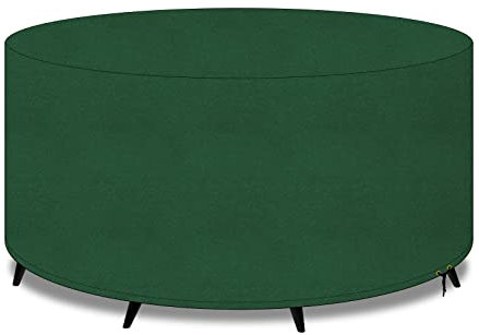 PATIO PLUS Housse de table ronde robuste en tissu Oxford 600D imperméable coupe-vent anti-UV pour meubles de jardin Vert 190 x 80 cm