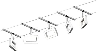 Paulmann 94481 LED Seilsytem Frame Basisset 5x400lm incl. 5x4,8 W Warmweiß Chrom matt, Chrom Kunststoff, Metall Beleuchtungssystem 3000 K
