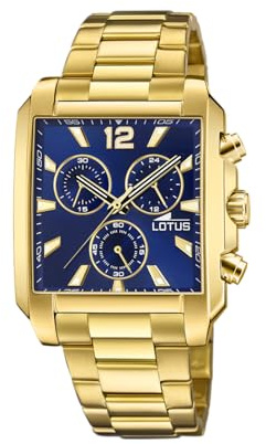 LOTUS Montre Homme Analogique en Acier Inoxydable 316l Doré | Mouvement à Quartz, Chronographe, Verre Minéral Haute Résistance, Étanche 5 ATM 18853/2 Special Prices