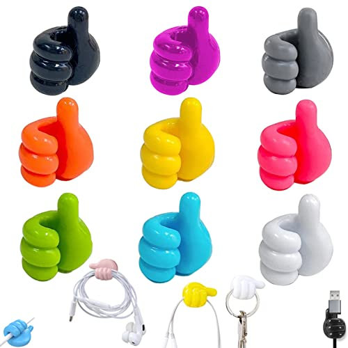 Nchdewui 9 Stück Silikon Daumen Wandhaken, Creative Wandhaken Selbstklebend Silikon,ohne Bohren Multifunktions Daumen Wandhaken für Zuhause Küche Datenkabeln/Kopfhörern