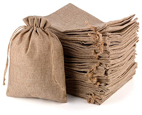 CLTPY 30 Stück Jutesäckchen 15x20 cm mit Kordelzug, Geschenktüten Baumwollsäckchen Stoffsäckchen für Adventskalender Geschenksäckchen für Schmuck Hochzeit Mitbringsel Weihnachten