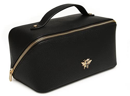 Alice Wheeler Bee Train Case Beauty Concertina Fold Out Organiser (Black)