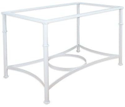 El Herrero Mesa de Forja para Salon, Comedor, Cocina, Mesa de Centro, Jardin | 120x70 Regulable a Doble Altura. Ideal para Ropa Camilla (White, con Aro)
