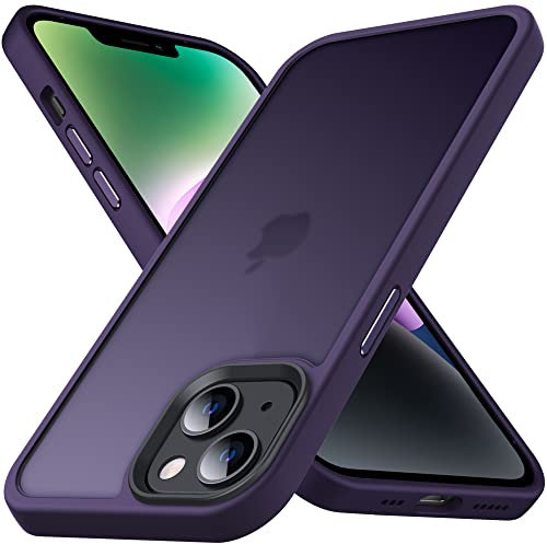 Anqrp Designed for iPhone 14 Plus Case, [Military Shockproof] Super Soft Silicone Slim Translucent Matte Protective Phone Cover, Compatible with iPhone 14 Plus 6.7, Dark Purple