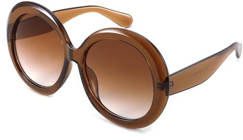 FEISEDY Lunettes de Soleil Rondes Surdimensionnées Femmes Hommes Rétro Lunettes Larges pour La Fête Concert Rave Festivals avec Protection UV400 B0017
