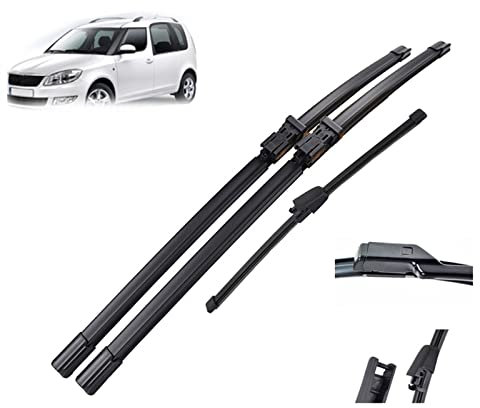WITTSY Scheibenwischerteile 21 '' + 21 '' + 13 '' Windschutzscheibe Scheibenwischerblätter Set Vorne Hinten Scheibenwischer Für Skoda Für Roomster 2006 2007 2008 2009 2010 2011 2012 2013