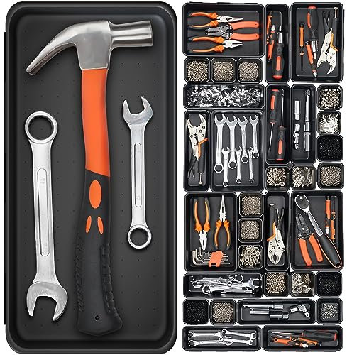 Lot de 20 boîtes caisse a outil organisateur tiroir, Grande Taille 30cm, 5 tailles, pour vis, outils, bricolage, servante d'atelier boite de caisse rangement, rangement et organisation de etabli
