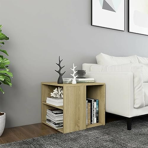 ZEYUAN Beistelltisch, Sofatisch, Druckertisch, Laptop Tisch, Couchtisch, Sofa Tisch, Kaffetisch, Sonoma-Eiche 50x50x45 cm Spanplatte