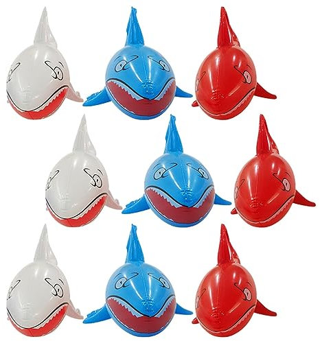 Toyvian 9stücke Teiliges Aufblasbares Hai-Spielzeug Schwimmendes Wasserspielzeug Für Junge Mädchen Für Strand Pool Und Partys Lustige Tierfiguren DREI Farben