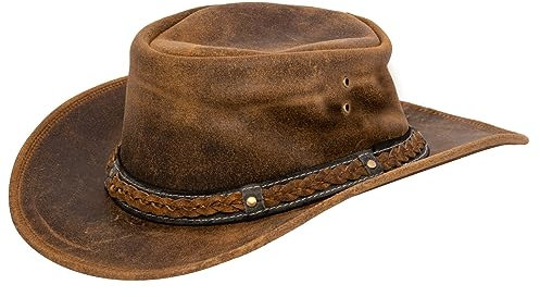 Infinity Leather Cowboy Aussie Echtlederhut Australischer Bräunen Western Outback Buschhut