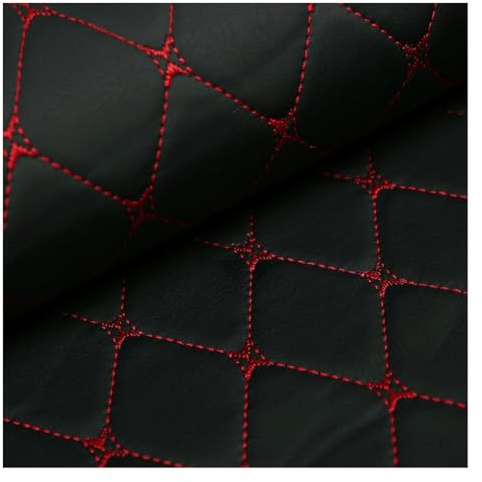 Kunstleder PVC Leder Polster Stoff Lederkonzept Kunstleder Polsterstoff Gesteppt Kaschiert Meterware Möbelstoff Dekostoff ，für Polsterarbeiten, Auto (Size : 1.4×1m) (Color : Black Diamond grid, Size
