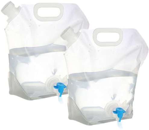 2 Stück Faltbarer Wasserbehälter mit Dichtem Deckel und Hahn, 5L/10L Flexibler Wasserkanister Tragbar Trinkwasser Wassersack Faltkanister Wasserbeutel für Outdoor Camping Grill Wandern Picknick